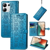 Funda Cartera Foxdock Para Xiaomi Redmi Note 13 4G , Flip Pu Con Relieve De Gatos Y Perros, Tarjetero Y Soporte
