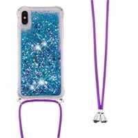 Funda Foxdock Para Iphone Xs Max Con Cuerda Ajustable, Brillo Líquido, Protección Antigolpes Y Lente – Ideal Para Regalo