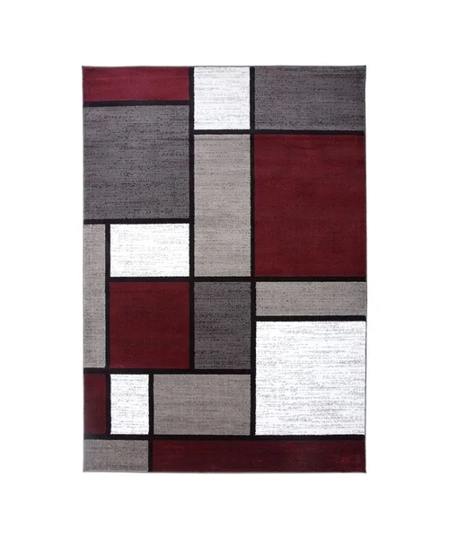 Genérico - Alfombra 160X200Cm Cuadros Burdeos Delgada Wym