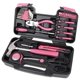 thumbnail image 1 of Juego de herramientas Apollo Tools Original de 39 piezas en caja de herramientas rosa, 1 of 9