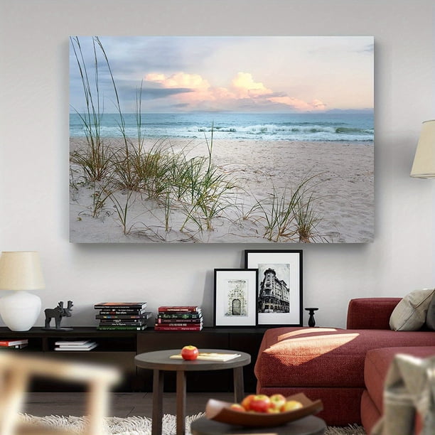 1pc, Home Wall Art Sunset View At Calm White Sandy Beach Canvas Prints For Living Room Office Walls No Frame