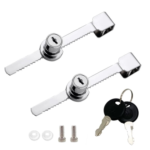 Cerradura de trinquete para puerta corrediza de vidrio QEDT cromada, paquete de 2