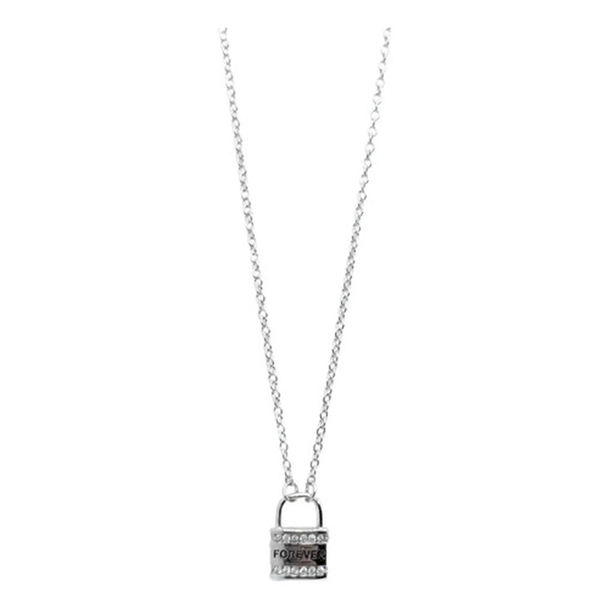 Marca - Collar Candado Forever En Plata 925, Regalo Plateado