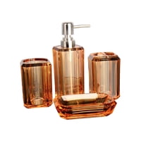 Magideal - 4 Uds. De Accesorios Para Baño, Taza Para Cepillo De Dientes, Juego De Accesorios De Acrílico Para Inodoro, Jabonera Transparente, Soporte Para Cepill , Marrón Claro