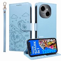 Funda Billetera Foxdock Compatible Con Tecno Spark Go 2025, Diseño Perrito Tierno, Ranuras Para Tarjetas Y Soporte Plegable