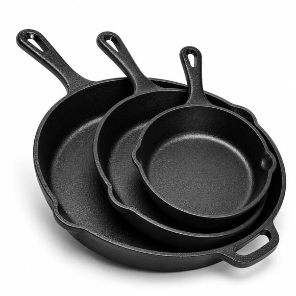 Juego de Sartenes de Hierro Fundido Simple Chef 25, 20 y 16 cm, 3 Piezas