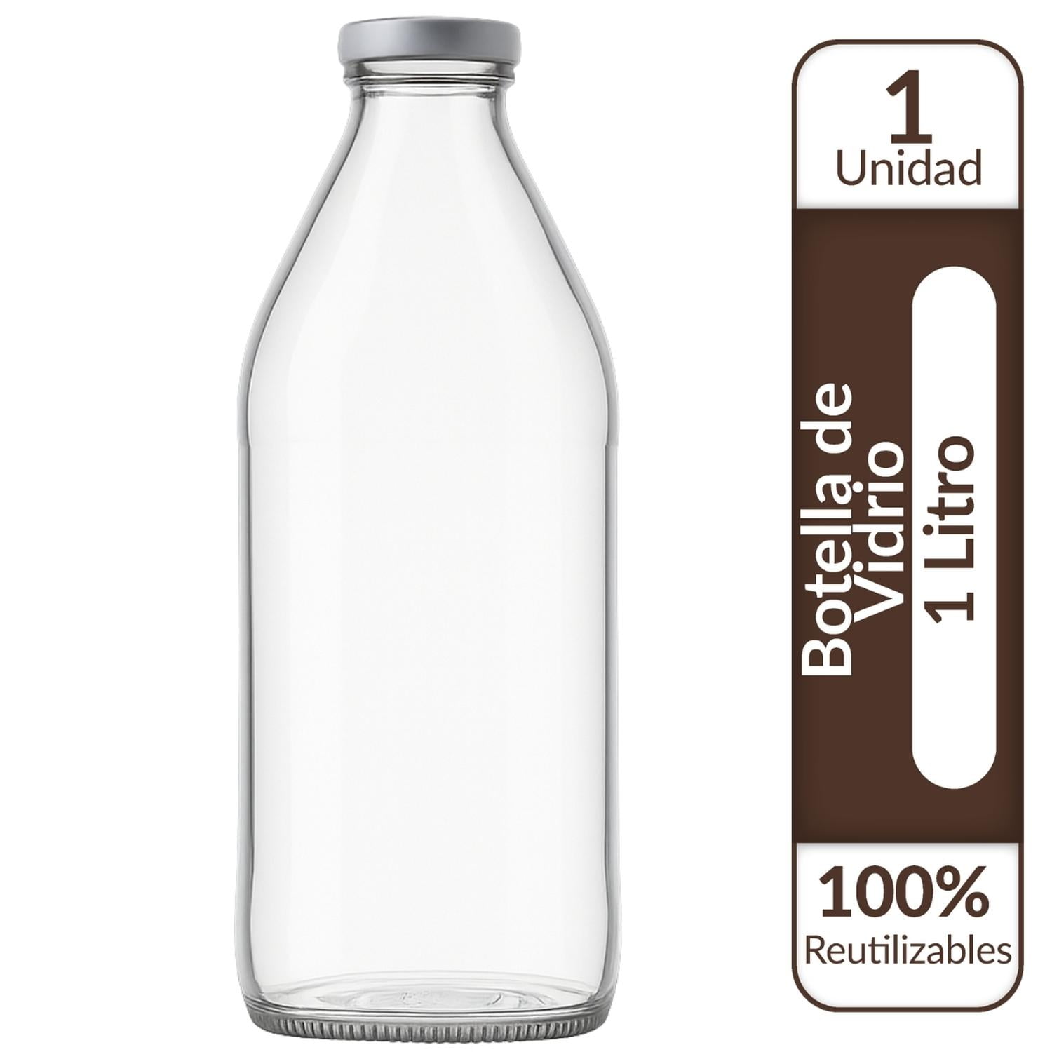 Genérico - Botellas De Vidrio Lechera Jugos 1l 1000 Ml C/tapa