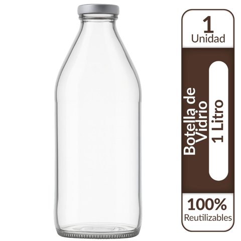 Genérico - Botellas De Vidrio Lechera Jugos 1L 1000 Ml C/Tapa