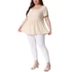 thumbnail image 2 of Agnes Orinda Camisas de Canalé para Mujer de Talla Grande, Blusas Peplum Sólidas con Cuello Cuadrado, Ropa Babydoll 1X Beige, 2 of 6
