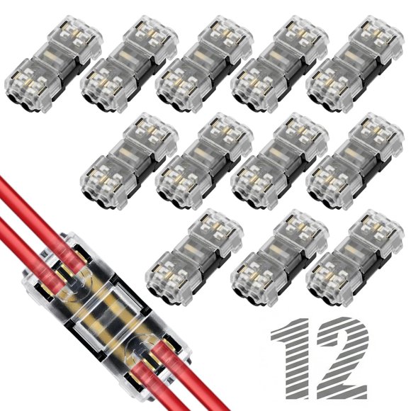 Conectores de empalme RJLCTH 12 piezas 2 pines sin soldadura, instalación rápida