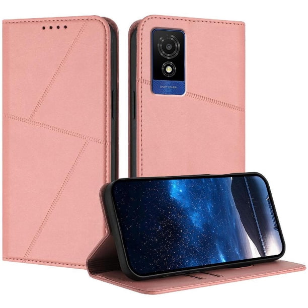 Funda Cartera Magnética para TCL 501 Protección Antichoque con Ranuras Rosa