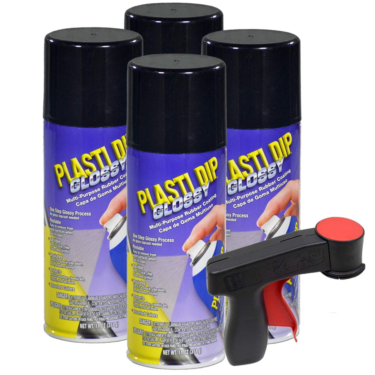 Kit De Pintura Plasti Dip Brillante Para Rin Negro 311ml, 4 Latas + Herramienta