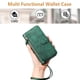 thumbnail image 3 of Funda tipo cartera para TCL 30Z con bolsillo con cremallera, tarjetero, soporte, correa para la muñeca y tapa de cuero verde, 3 of 5
