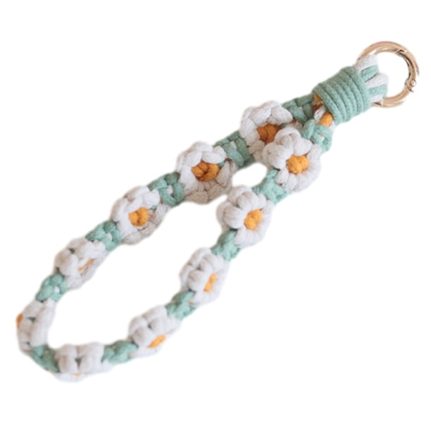 Llavero de muñeca suave con cordón, hecho a mano, con diseño de flores, para mujer