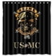 thumbnail image 1 of Cortina de ducha de baño con diseño de calavera negra del Cuerpo de Marines de EE. UU. con ganchos, tamaño 66 x 72 pulgadas, 1 of 3