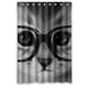 thumbnail image 1 of Cortina de ducha con diseño especial de gato y gafas, juego de cortina de baño con ganchos, tamaño 48 x 72 pulgadas, 1 of 3