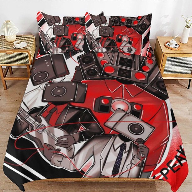 Skibidi Toilet Bedding Set Duvet Cover Comfortable and Lightweight Cartoon Bedding3 Piece