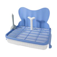 Magideal - Inodoro Para Perros Bandeja Sanitaria Herramienta De Aseo Orinal Para Mascotas Con Cajón Extraíble Y Poste De Guía Para Facilitar El Entrenamiento Ad 47 Cm Azul 14 Mm