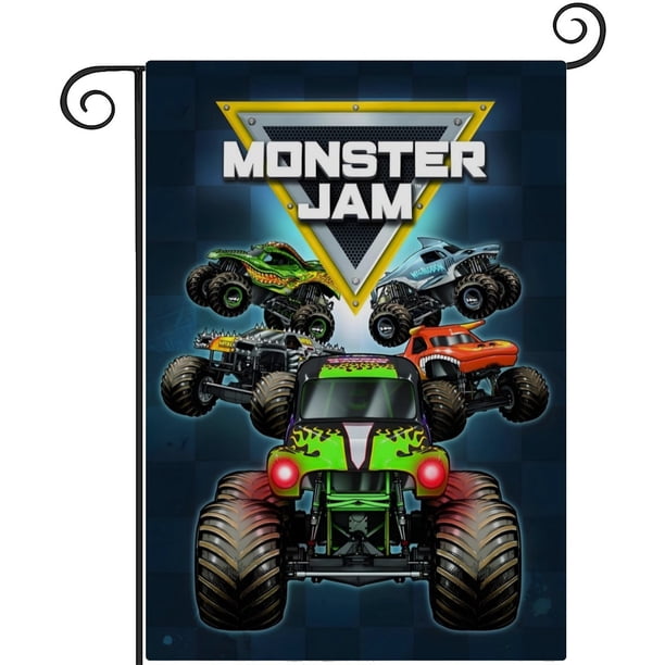 Monster Jam-bandera de jardín temática. Regalo perfecto para fans, amigos y familiares, ideal para actividades al aire libre y decoración de fiestas.28CM*45CM