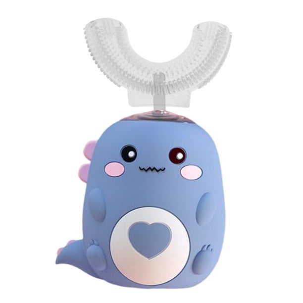 Cepillo de dientes eléctrico en forma de U para niños con dibujos animados, limpieza de 360 grados, automático, resistente al agua IPX7 (6-12 años)