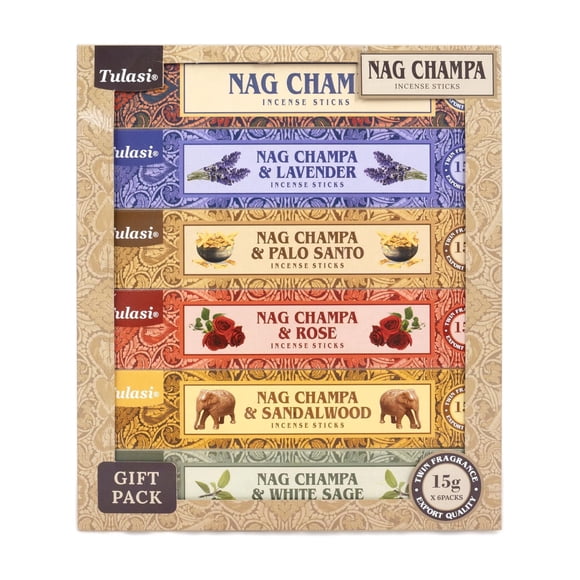 Incienso Tulasi Pack de 6 (15 g) Set de regalo con aceites naturales