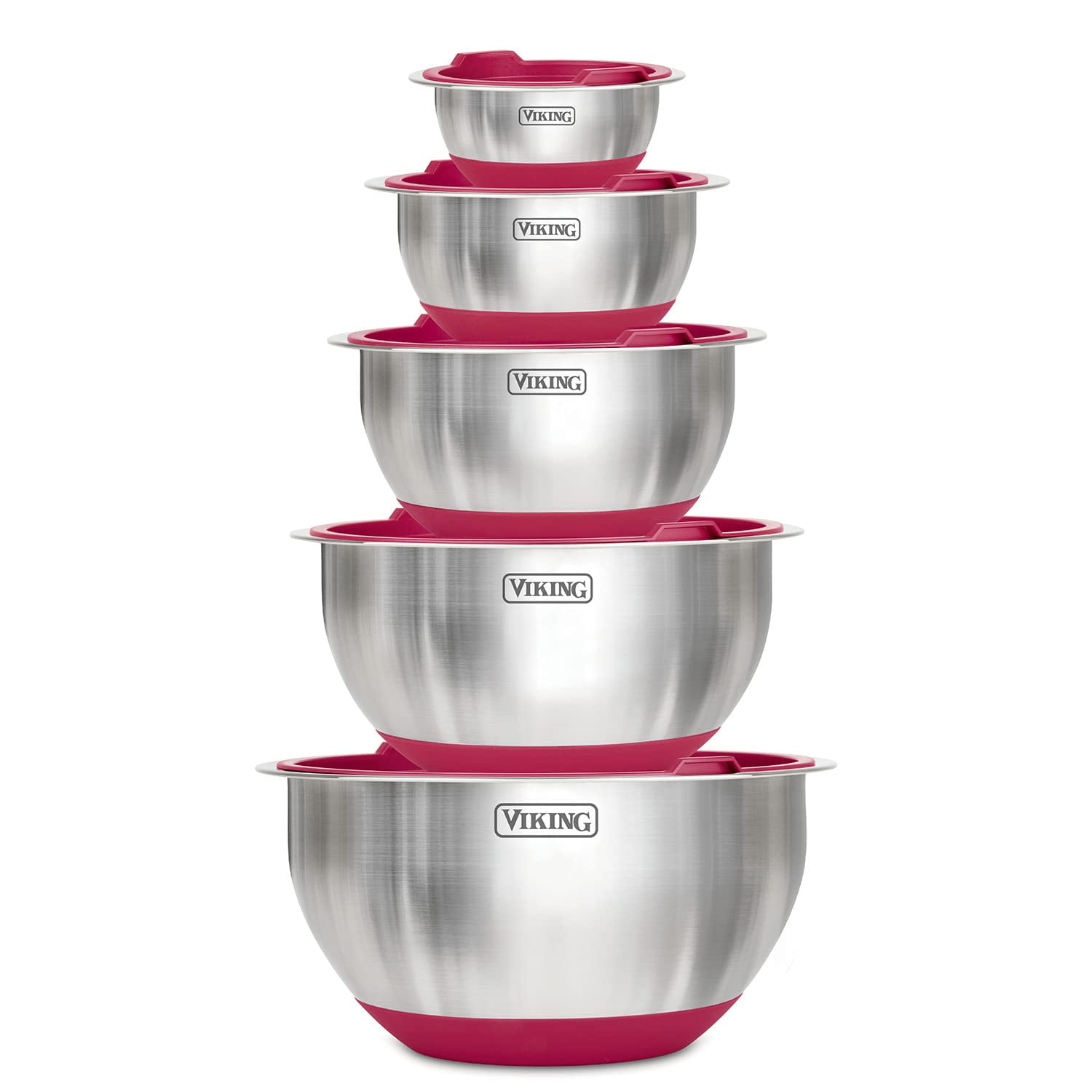 Juego De Cuencos Para Mezclar Viking Culinary De Acero Inoxidable, 10 Piezas, Rojo