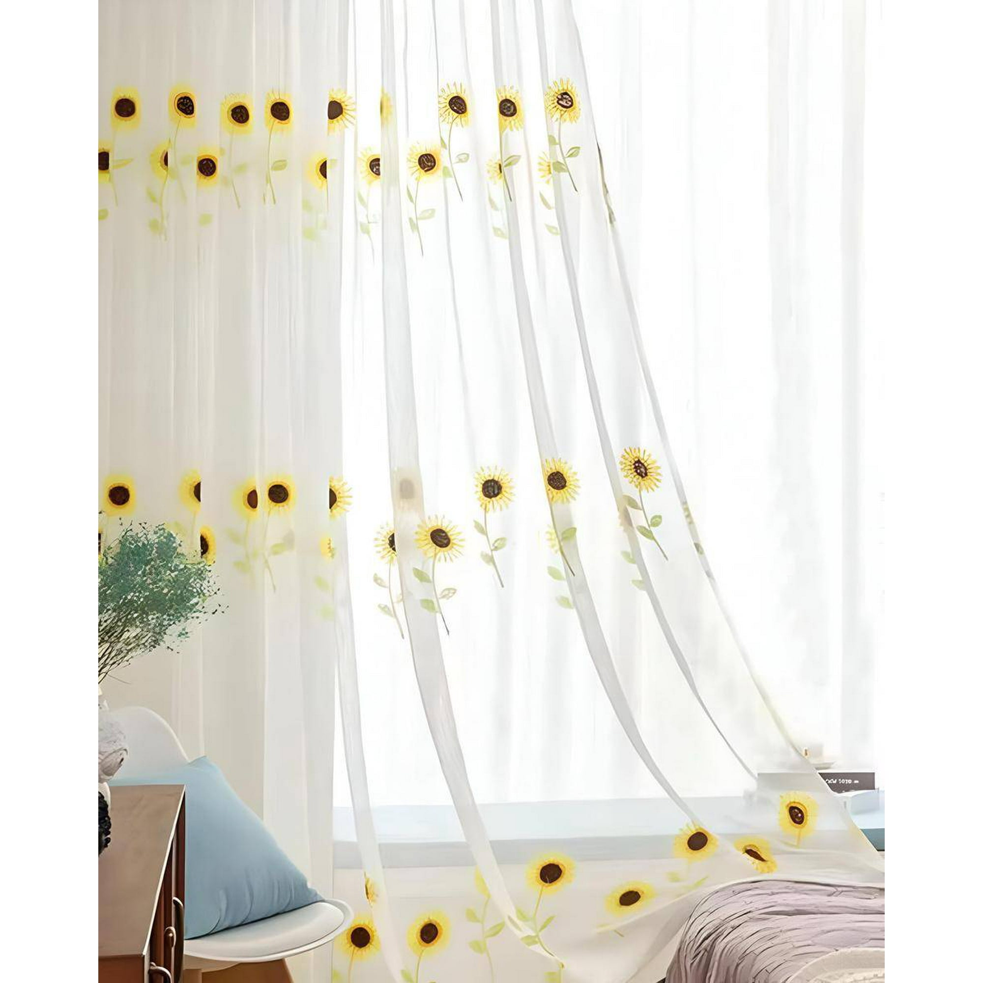 Genérico - 2 Panel De Cortina Visillo Transparente Con Textura 140x230cm