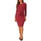 thumbnail image 1 of INSPIRE CHIC Vestido ajustado de mujer con peplum, atuendo de maestra para el regreso a clases, cuello redondo, manga larga, cintura alta, vestido de trabajo midi, rojo XS, 1 of 5