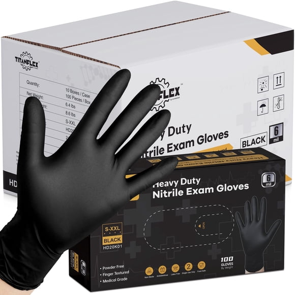 Guantes Desechables Hd20k Negros De Nitrilo 6 Mil Talla Xl 1000 Unidades