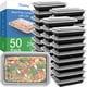 thumbnail image 1 of Envases Dealusy para preparación de comidas, 50 unidades, 800 ml, reutilizables con tapas, 1 of 7