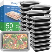 Envases Dealusy Para Preparación De Comidas, 50 Unidades, 800 Ml, Reutilizables Con Tapas