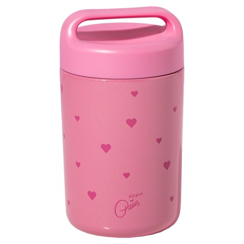 Frasco Para Comida Paris Hilton De Acero Inoxidable 470Ml Rosa Con Diseño De Corazón