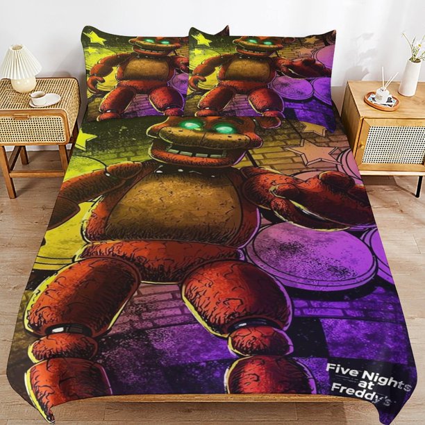 x248 Five Nights at Freddy's FNAF Bed Duvet Cover Microfiber Bedding Sets 3D Printed Lightweight 3 Piece Comforter Sets, 1 Duvet Cover And 2 Pillow Shams for Kids Boys Girls 79"x90" jn2