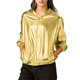 thumbnail image 1 of INSPIRE CHIC Chaqueta de Mujer Brillante de Manga Larga con Cremallera Ligera y Capucha Metálica S Dorado, 1 of 8