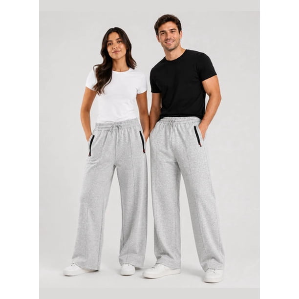 Pantalón De Buzo Unisex Pierna Ancha Con Interior Térmico Gris