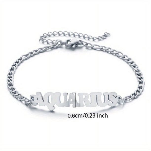1pc Stainless Steel Fashion New Zodiac Letter Pendant Bracelet Jewelry Gift Birthday Gift