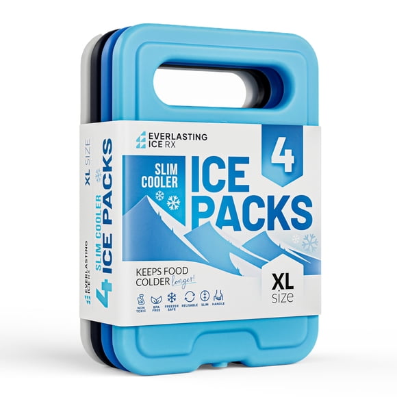 Lonchera Ice Pack Everlasting Ice RX con asa, paquete de 4 unidades, azul