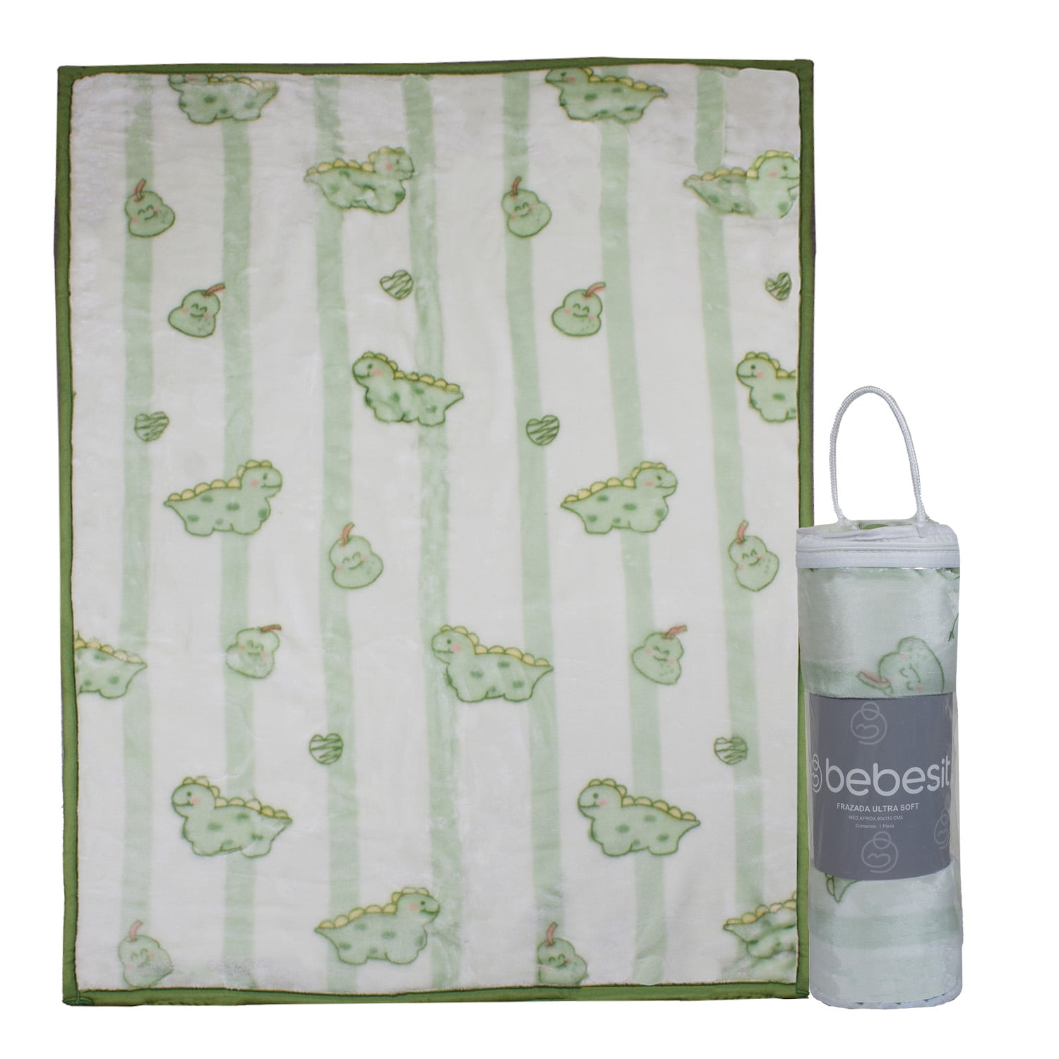 Frazada Ultra Soft Dino 80x110cm Verde Bebesit