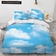 thumbnail image 1 of Blue Sky King Queen Duvet Cover Pink Flowers White Flying Bird Bedding Set for Kids Teens Adults 3d Natural Scenery Quilt Cover, 1 of 5