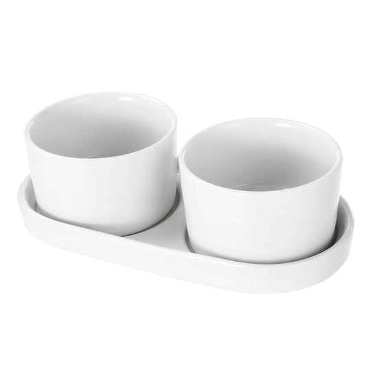 Set De Bowl Con Base 3 Piezas Blanco Loza 1 Un Mainstays