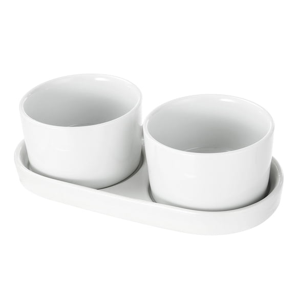 Set De Bowl Con Base 3 Piezas Blanco loza, 1 Un