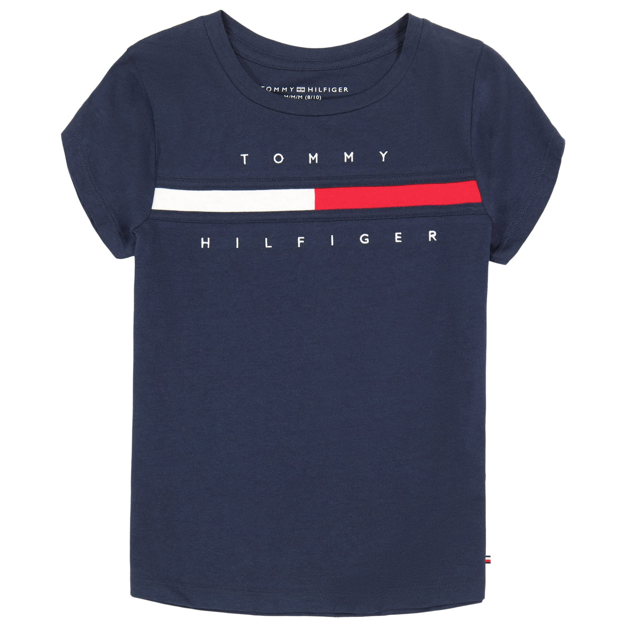 Camiseta Tommy Hilfiger Para Niñas, Azul Marino, Algodón, 8-10 Años