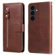 thumbnail image 1 of Funda tipo cartera para Samsung Galaxy S25 FE con bolsillo con cremallera y ranuras para tarjetas – Función de soporte Marrón, 1 of 5