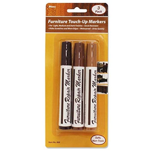 Marcadores para retoques en muebles Allary marrón, paquete de 3