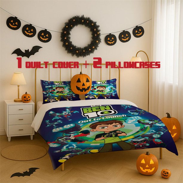 3pcs Bedding Set Featuring Ben Tennyson Includes a Soft Duvet Cover And Two Pillowcases