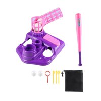 Magideal - Bate De Béisbol Retráctil, Juguetes De Béisbol Para Niños Con 4 Pelotas, Juego De Pelota En T Con Máquina De Lanzamiento Para Niños De 3 A 5 Años Violeta