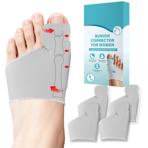 Corrector de juanetes CKOWAJN 4 piezas para mujer gris lavable