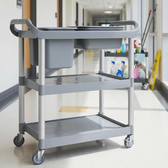 Carro Recolector para Restaurant 3 Niveles con 5 Baldes