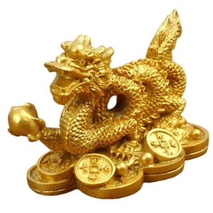 Bothyi - Feng Shui Chino Dragón Estatua Suerte Éxito Oficina Decoración Dorado