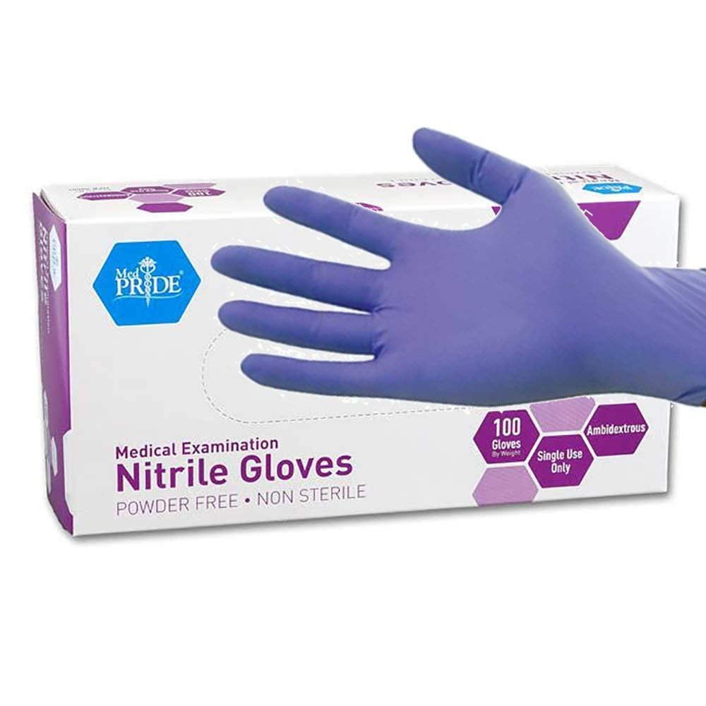 Med Pride - Guantes De Nitrilo Para Exámenes Medpride, Sin Polvo, Grandes (paquete De 100)